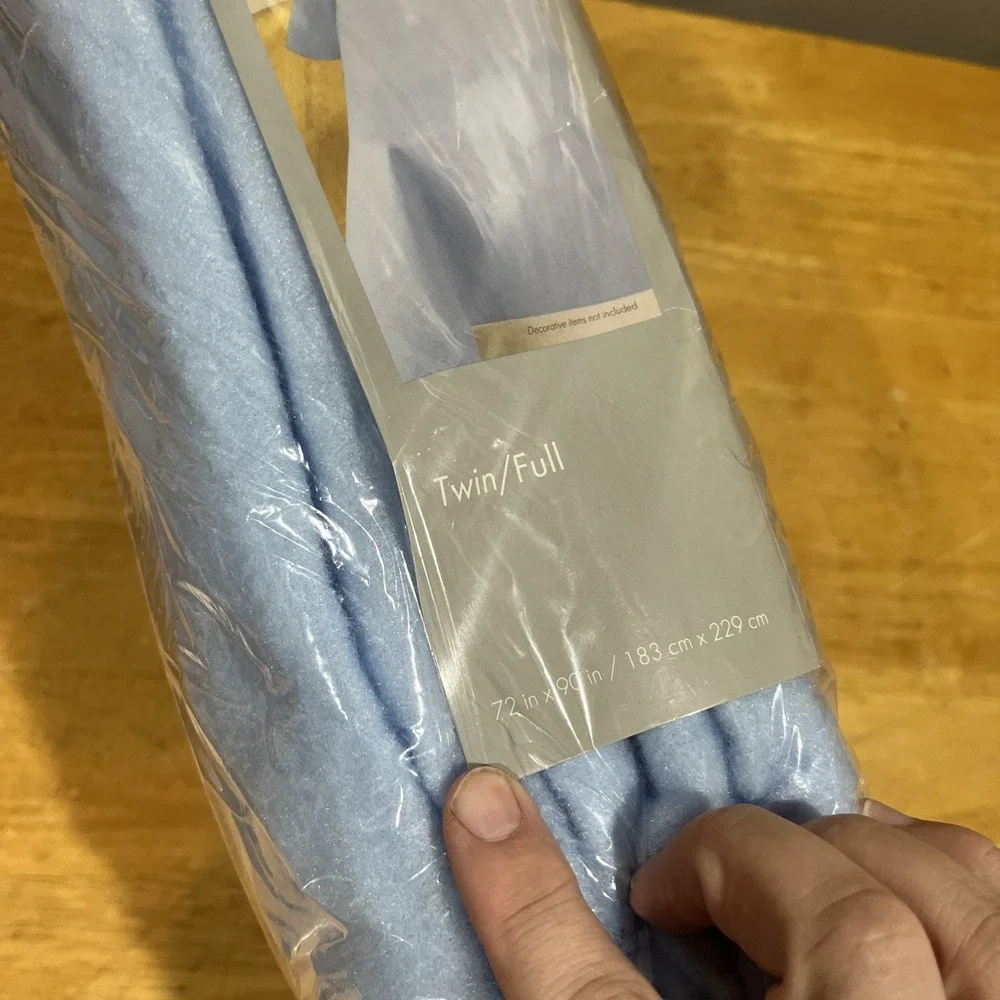 Vtg Full Size Polyester Blanket Light‎ Blue 72x90  NOS Walmart